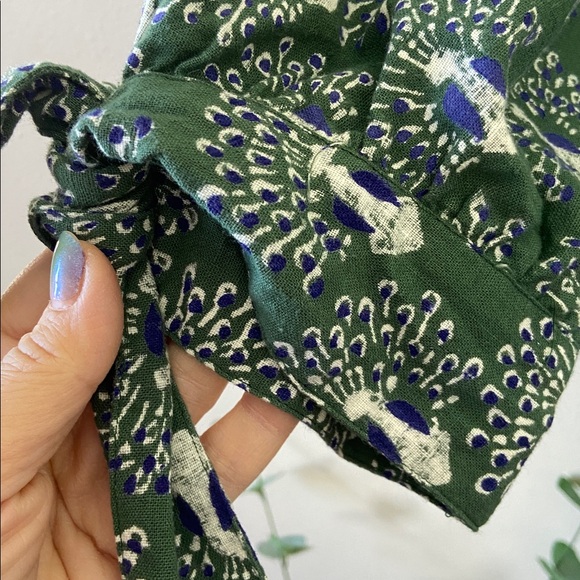 Mirth Handmade Cotton Peacock Print Midi Dress Tie Sleeve Belted Large Boho - Picture 4 of 7